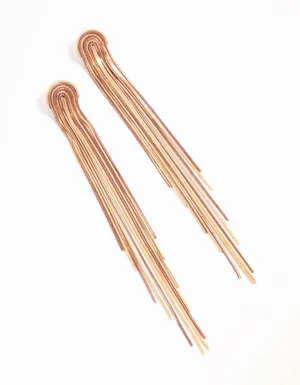 Gold & Pink Waterfall Cut Chain Earrings