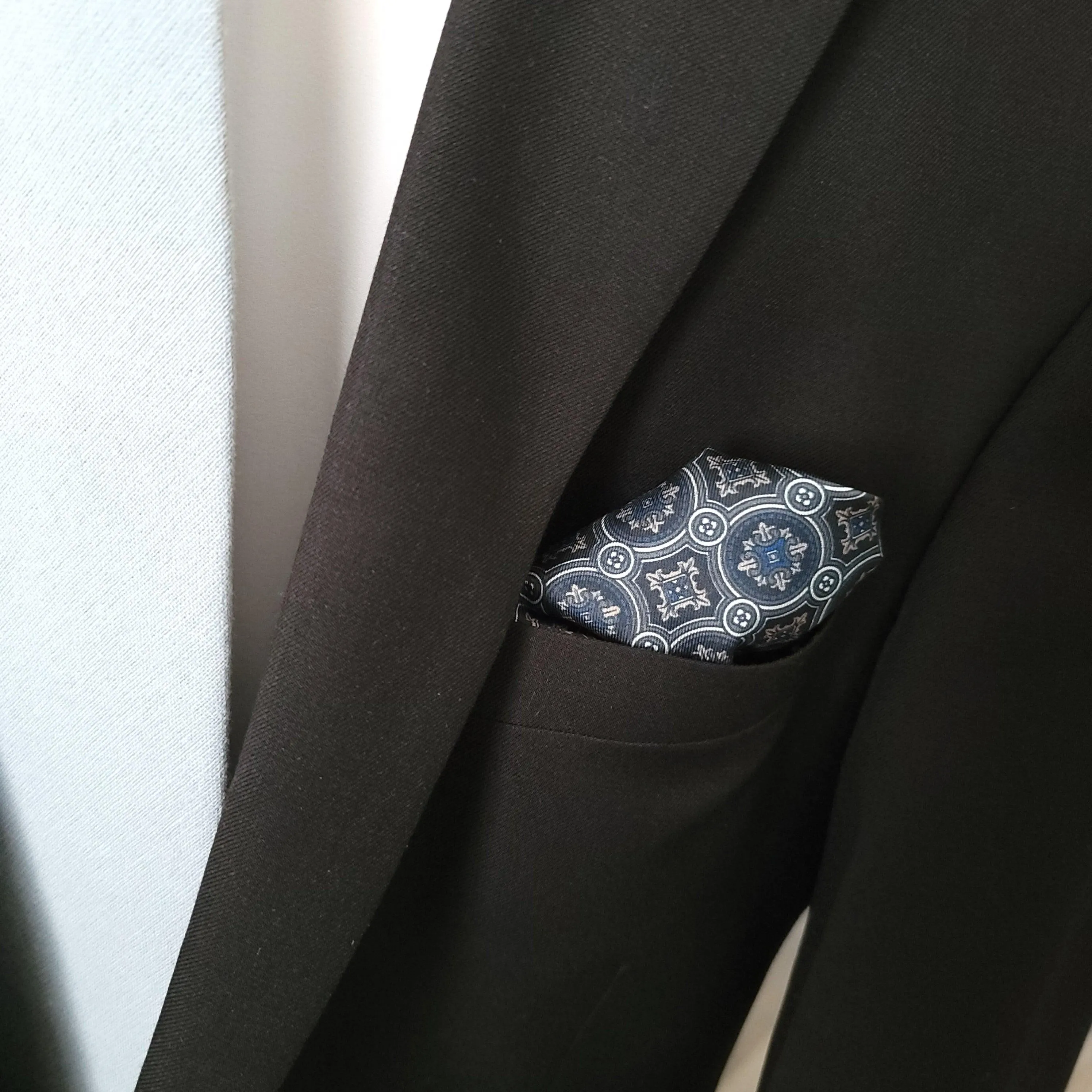 Gray Luxurious Blue Stylish and Elegant Silk Pocket Square