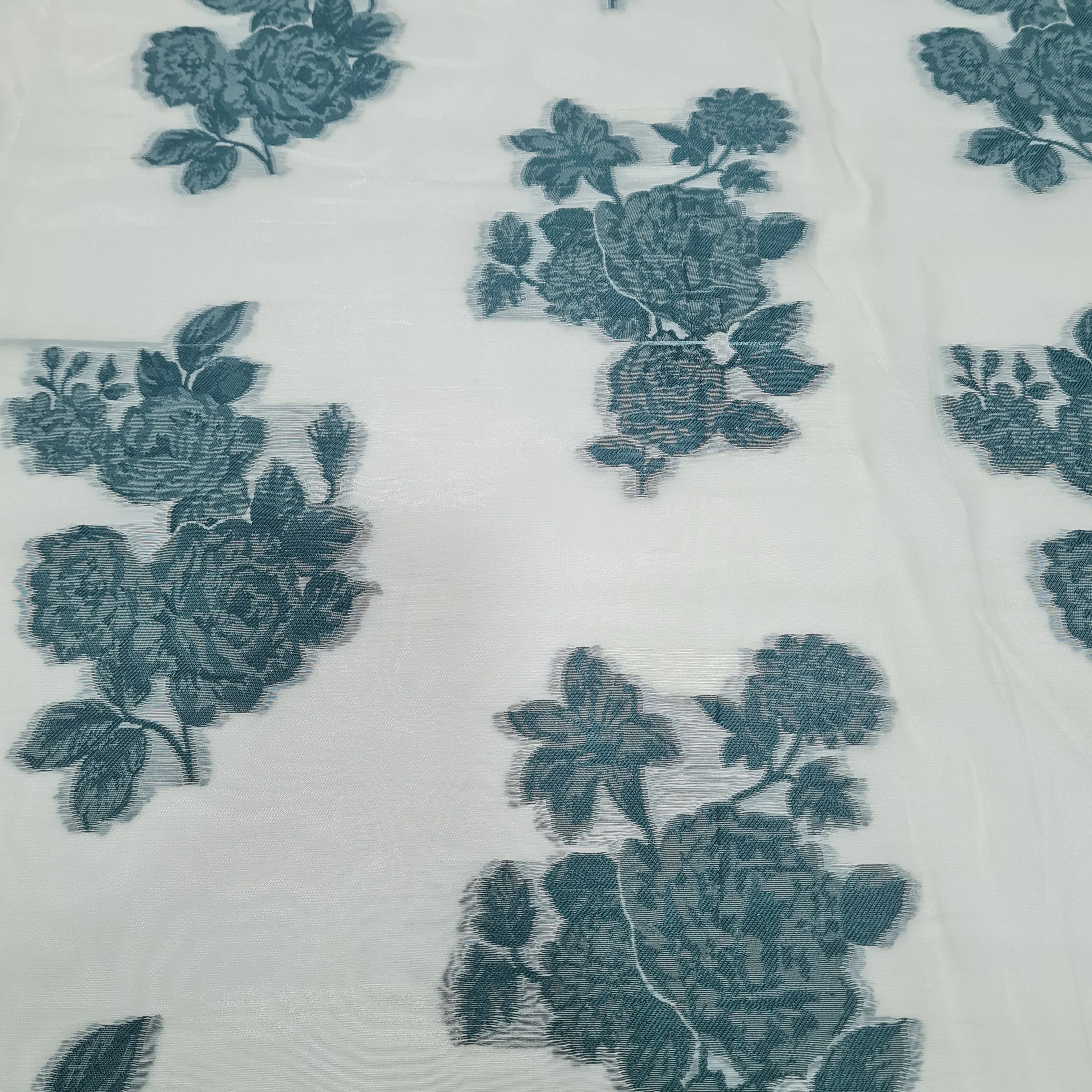 Green Floral Organza Jacquard Fabric