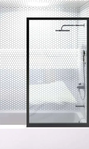 GRIDSCAPE GS3 Shower Screen For Tub in Black with Clear Glass