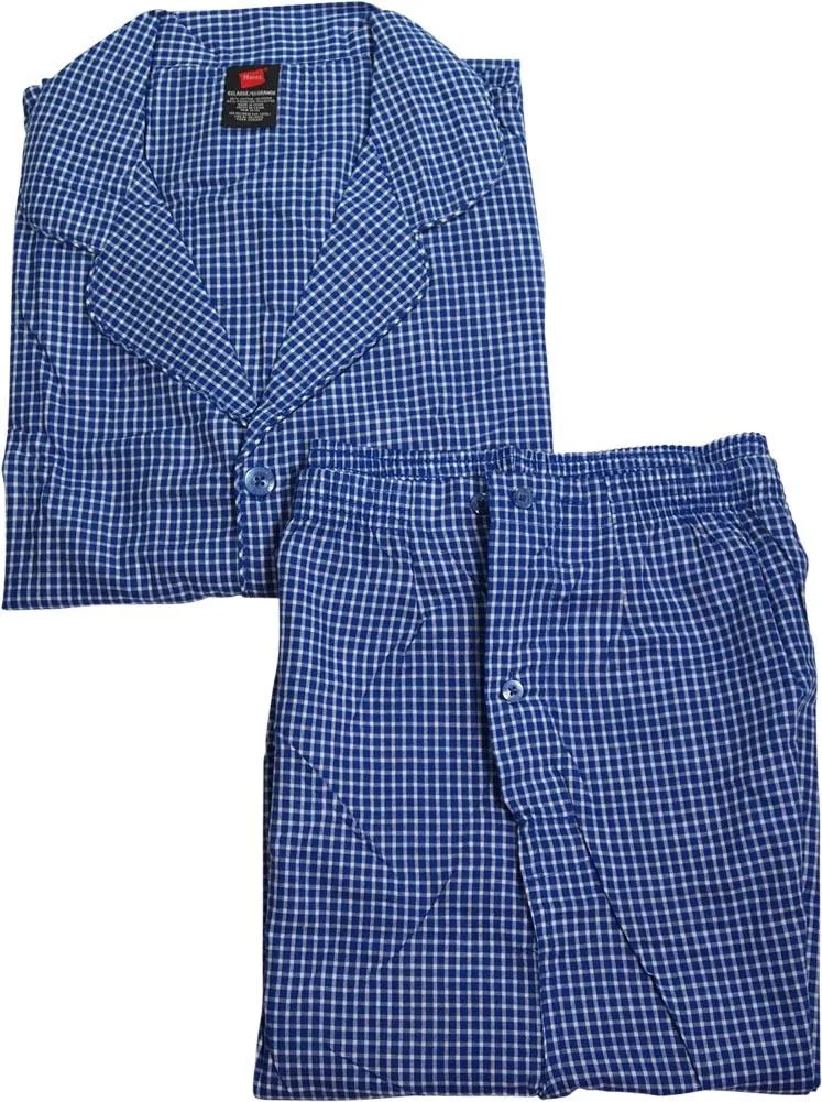 Hanes Men's Big & Tall Long Sleeve Woven Pajama Sleepwear Lounge Set, 39888