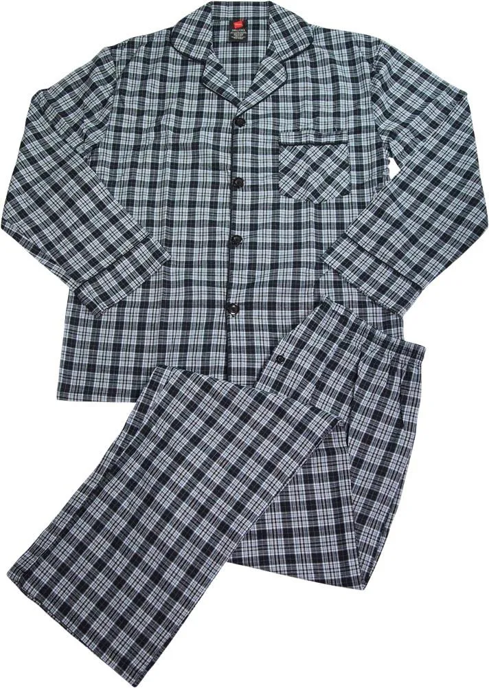 Hanes Men's Big & Tall Long Sleeve Woven Pajama Sleepwear Lounge Set, 39888