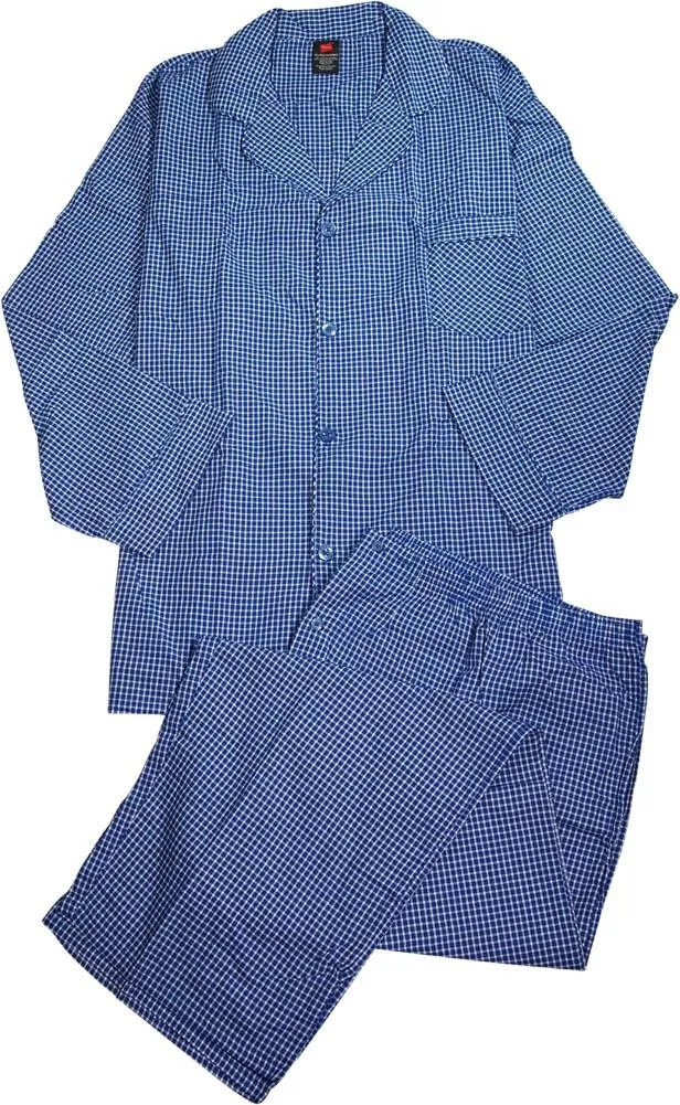 Hanes Men's Big & Tall Long Sleeve Woven Pajama Sleepwear Lounge Set, 39888