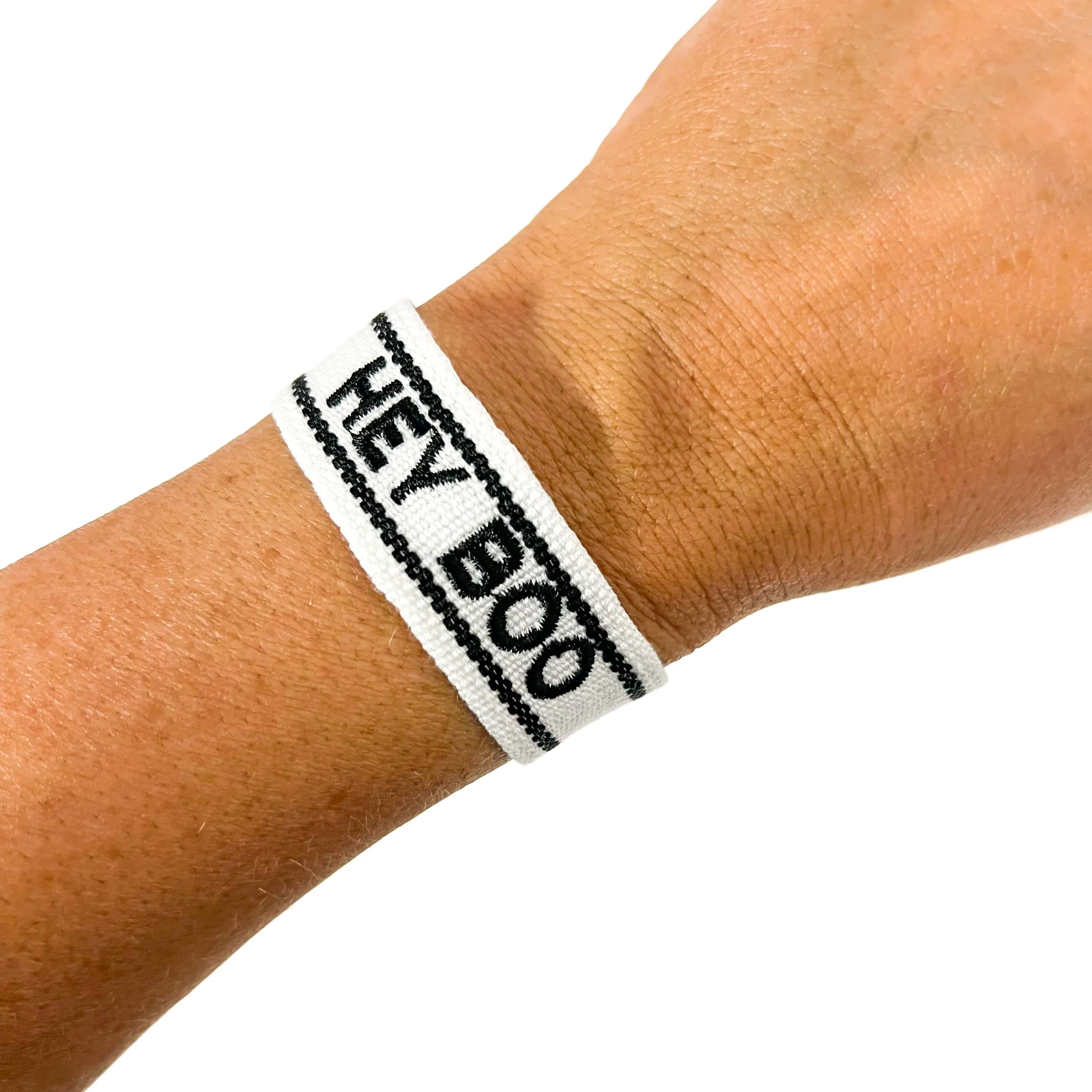 Hey Boo Halloween Embroidered Woven Bracelet