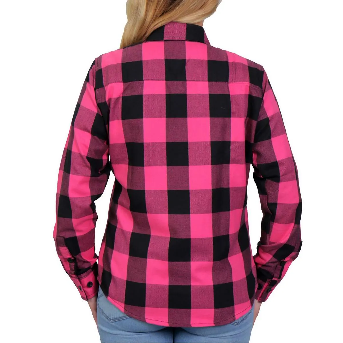 Hot Leathers FLL3005 Women's Black and Pink Long Sleeve Flannel