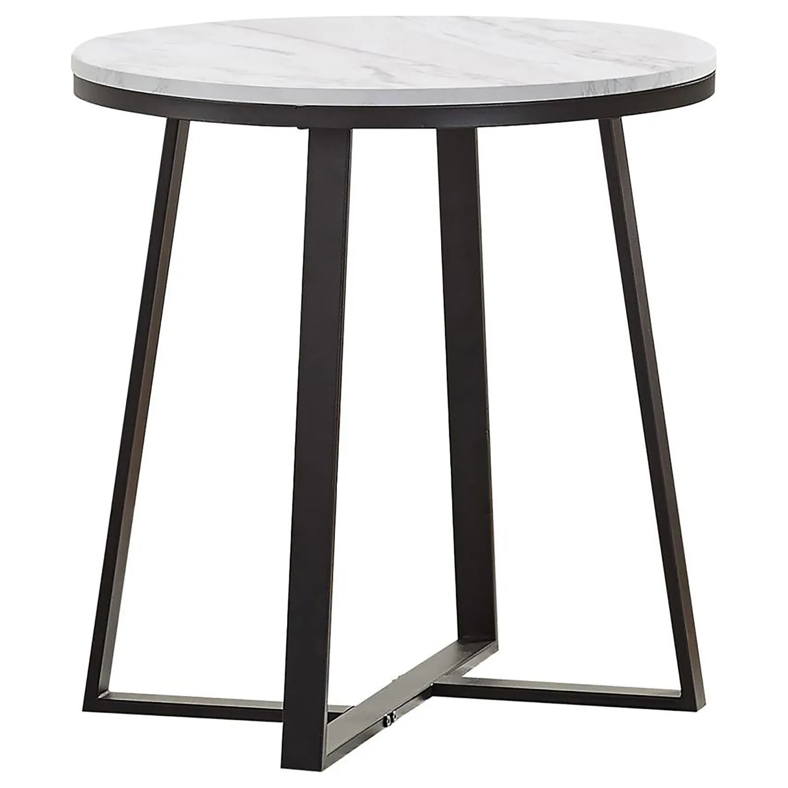 Hugo Metal Base Round End Table White and Matte Black