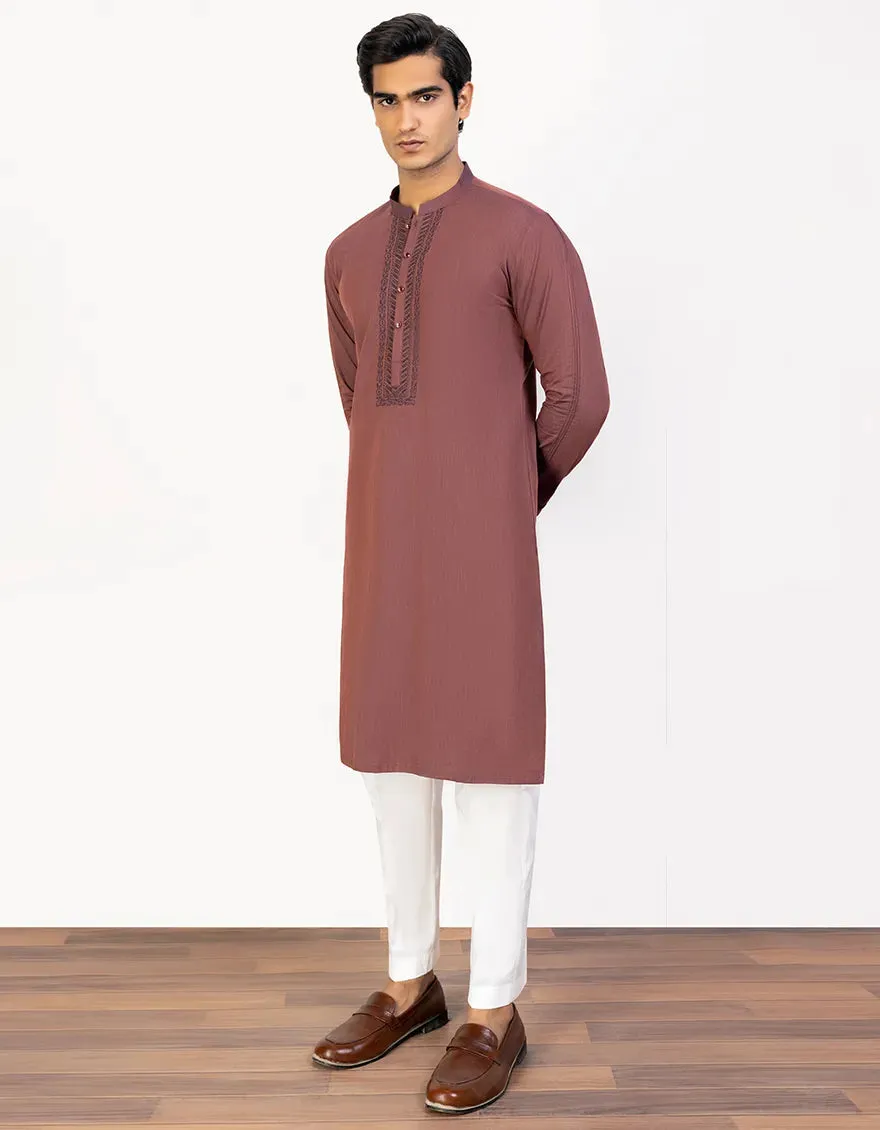 J. Mens Maroon Cotton Formal 2-Piece Kurta   Trouser