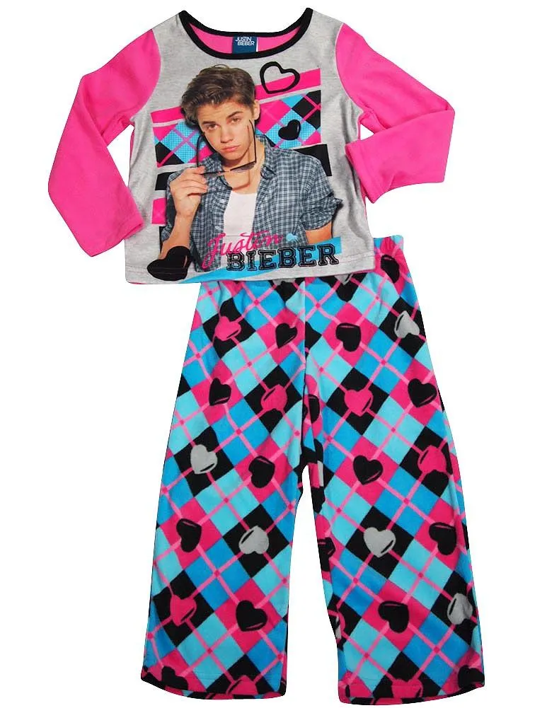 Justin Bieber - Big Girls Long Sleeve Justin Bieber Fleece Pajamas