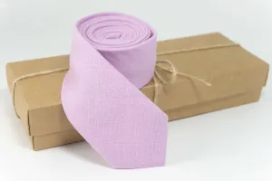 Lilac Linen Necktie - Elegant Handmade Tie Ideal for Grooms and Wedding Ceremonies