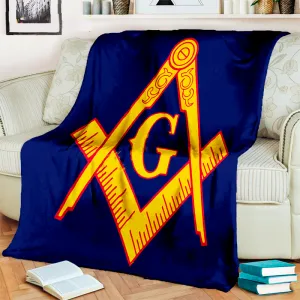 Master Mason Blue Lodge Blanket - 3D Printed Yellow Square and Compass G