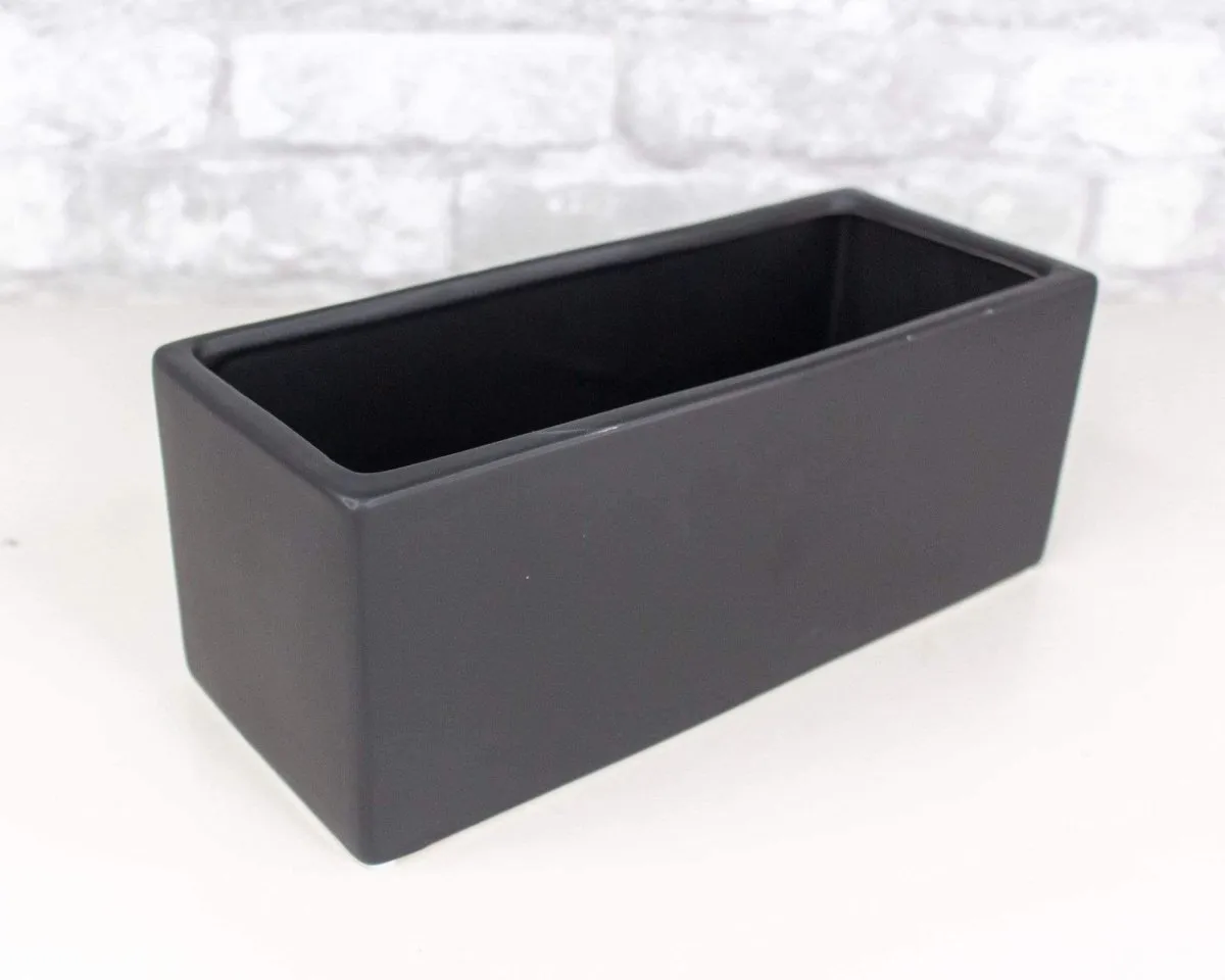 Matte Rectangle Ceramic Container - Black