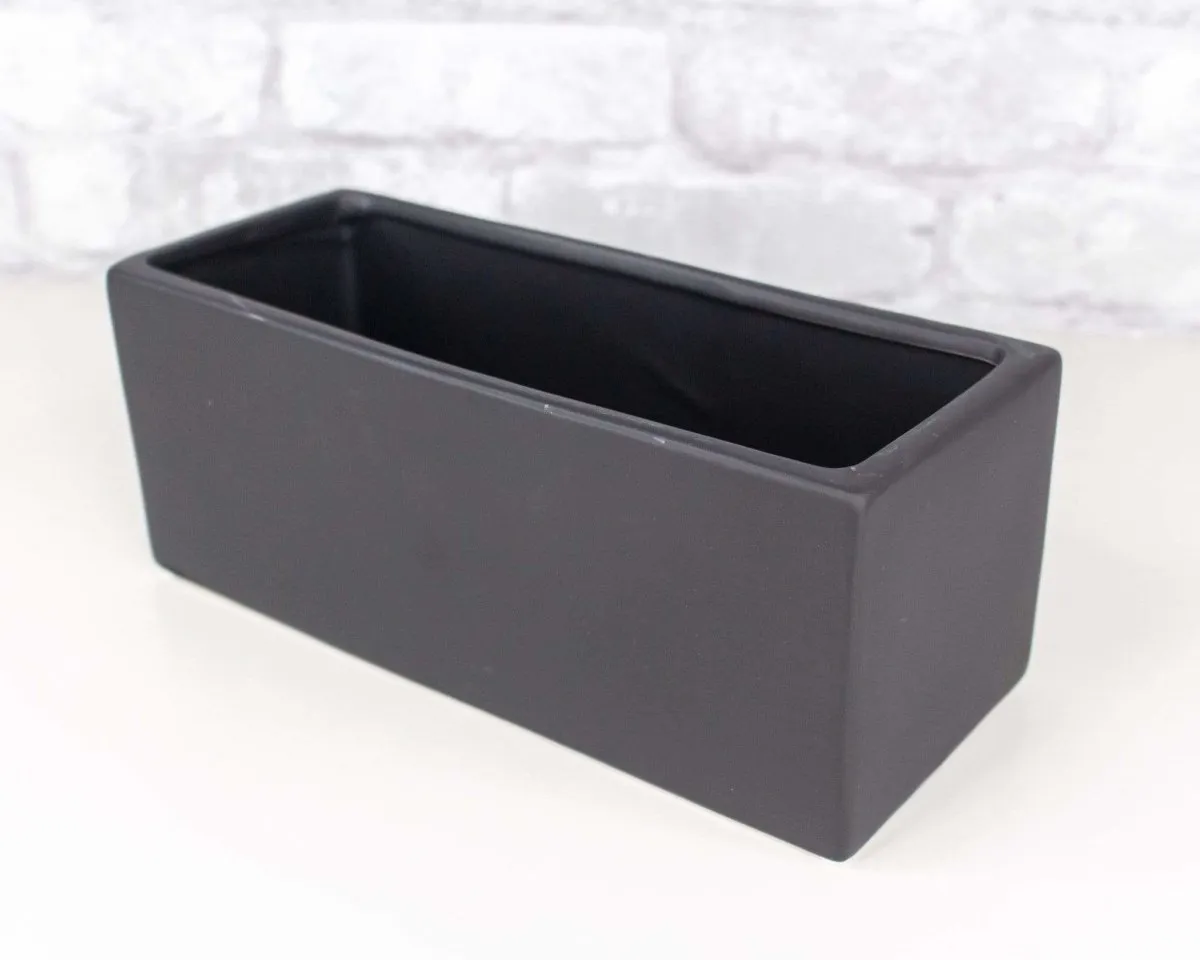 Matte Rectangle Ceramic Container - Black