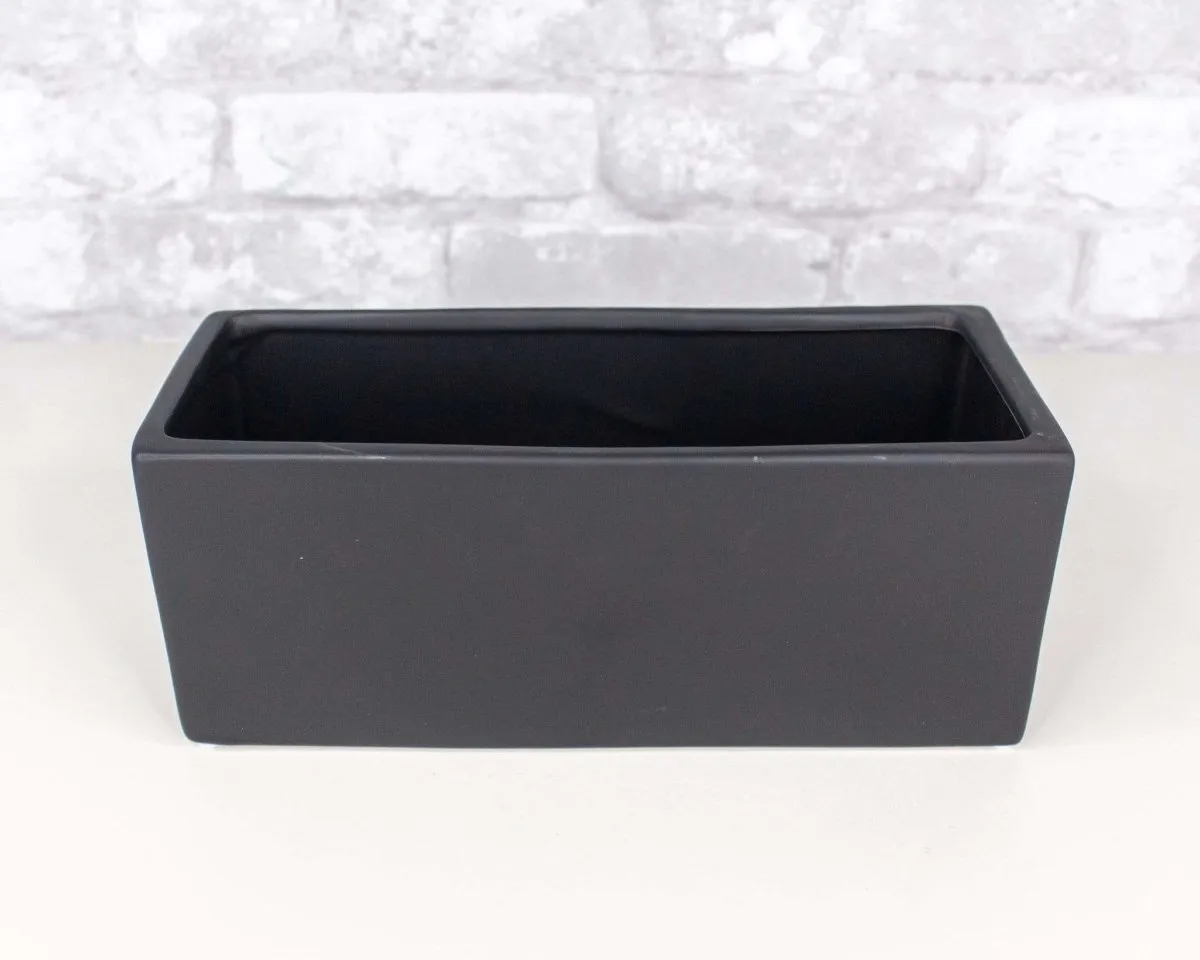 Matte Rectangle Ceramic Container - Black