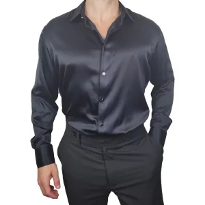 Men's Black Silk Shirt