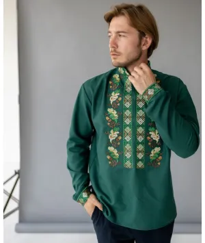 Men's embroidered shirt with oak embroidery