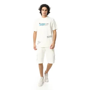 Men's pajama set with printed - Off White