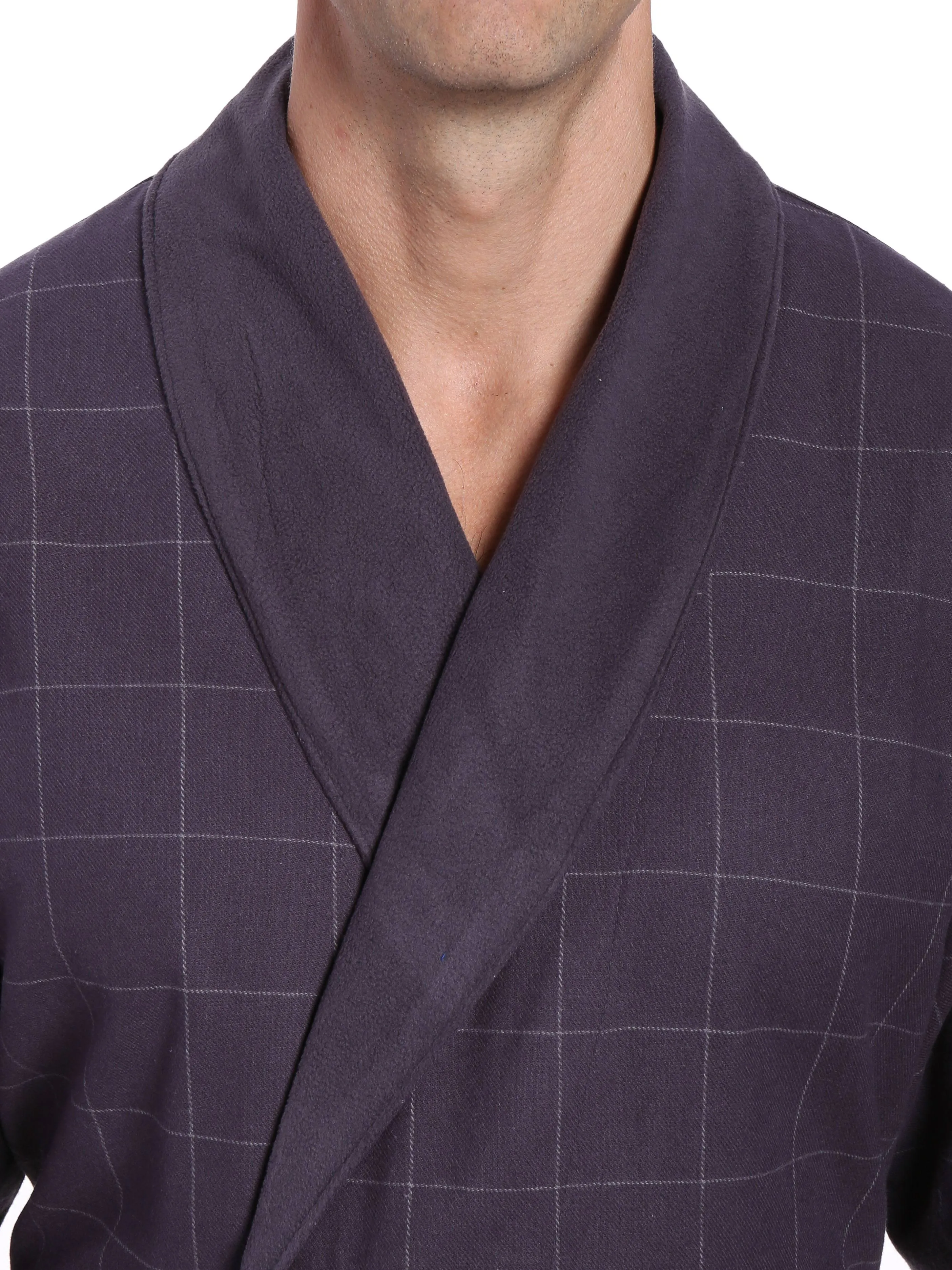 Men's Premium 100% Cotton Flannel Fleece Lined Robe