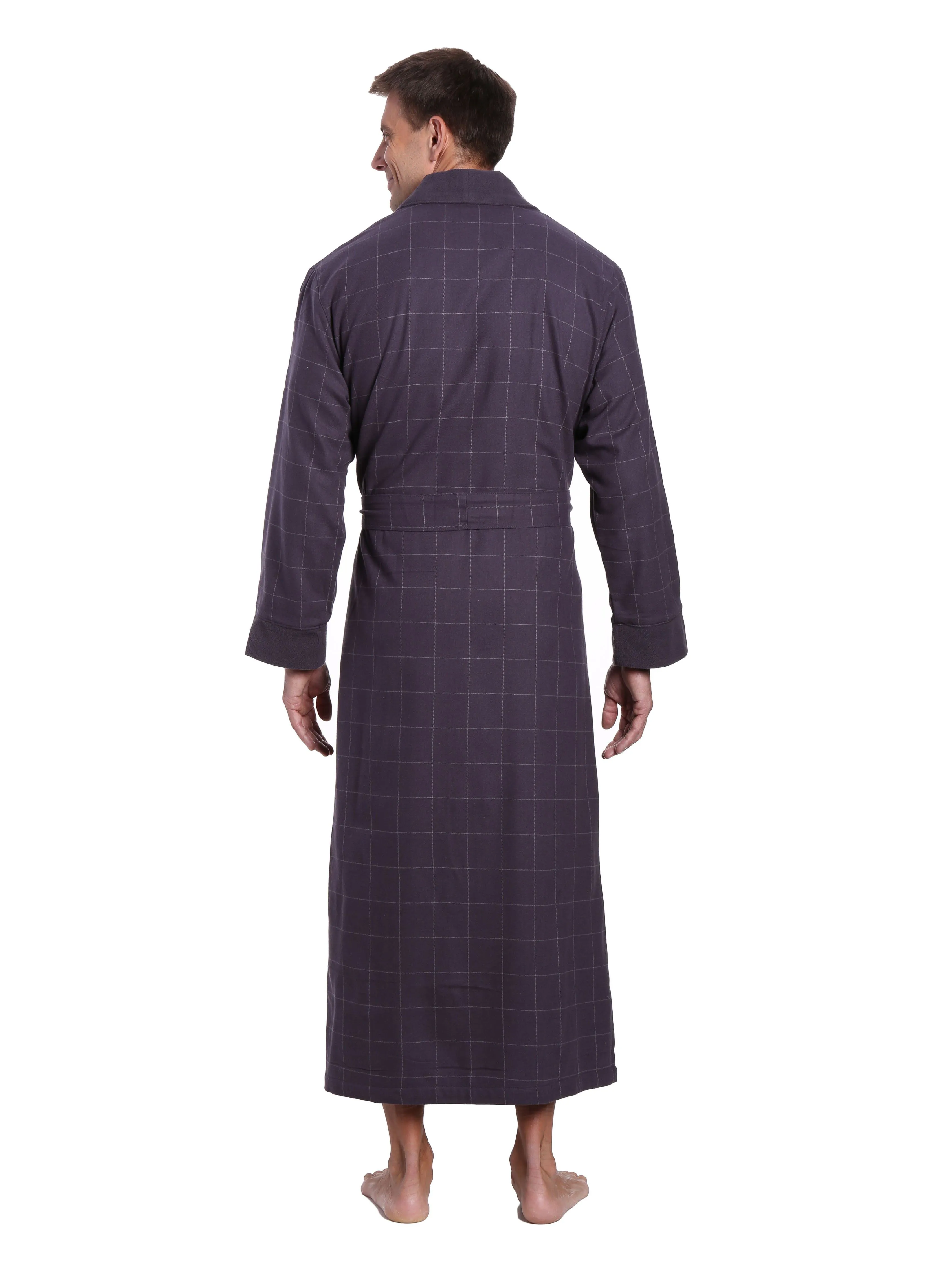 Men's Premium 100% Cotton Flannel Fleece Lined Robe