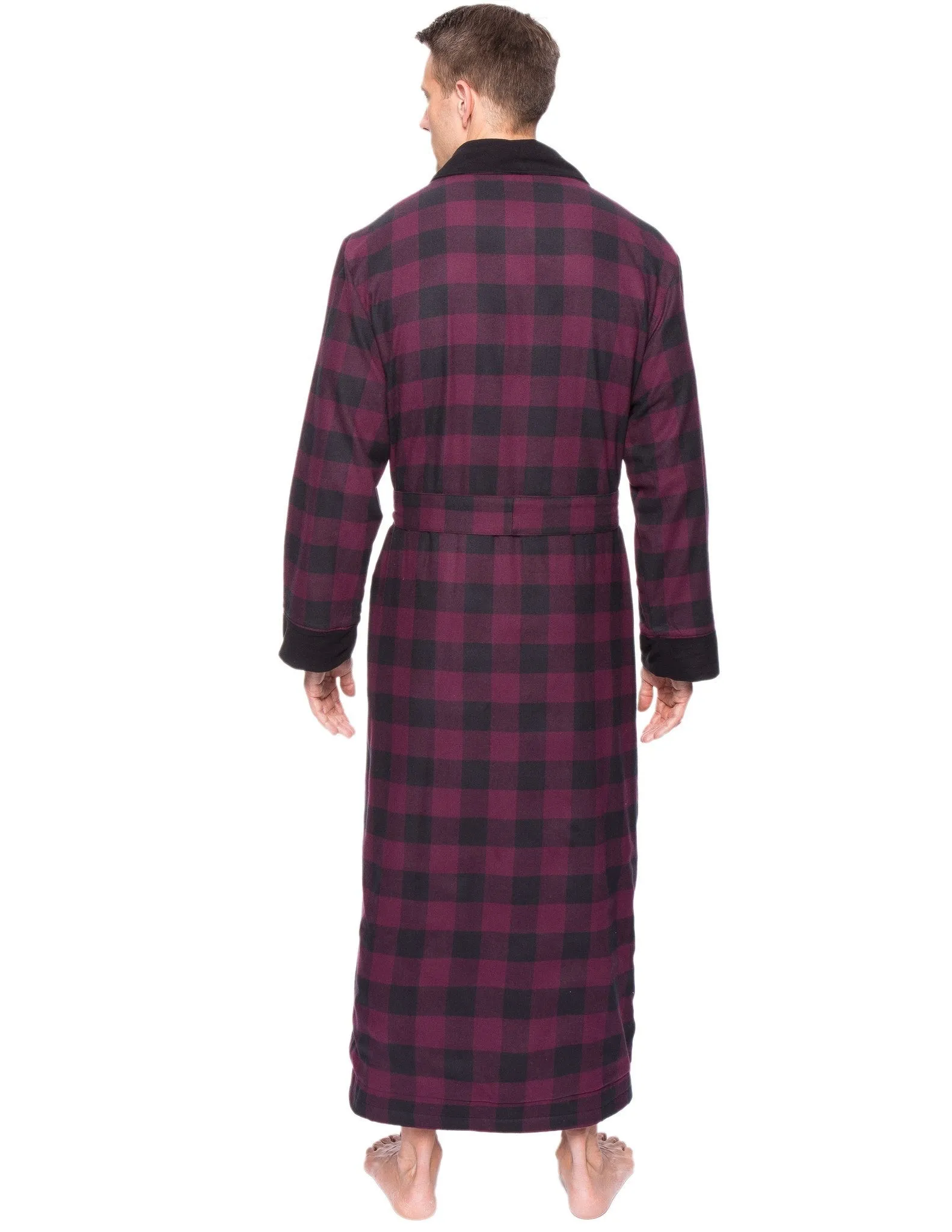 Men's Premium 100% Cotton Flannel Fleece Lined Robe