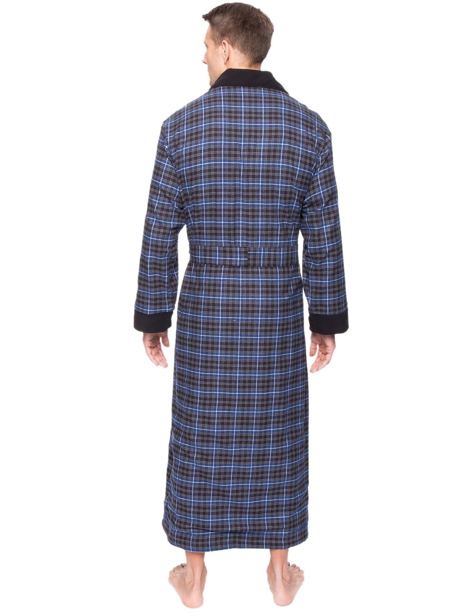 Men's Premium 100% Cotton Flannel Fleece Lined Robe