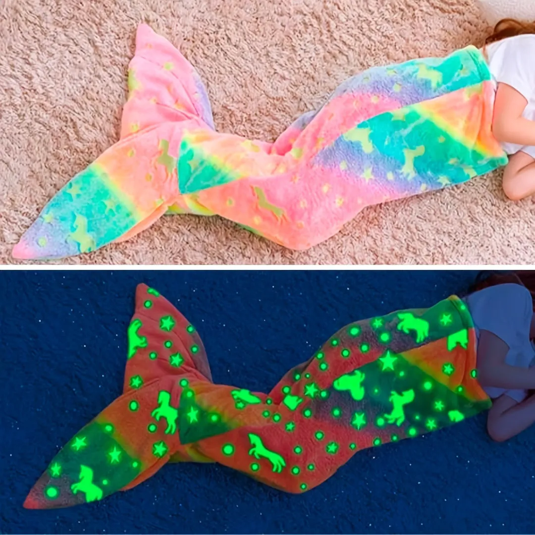 Mermaid LightUp Sleeping Bag Cozy Flannel Rainbow Blanket