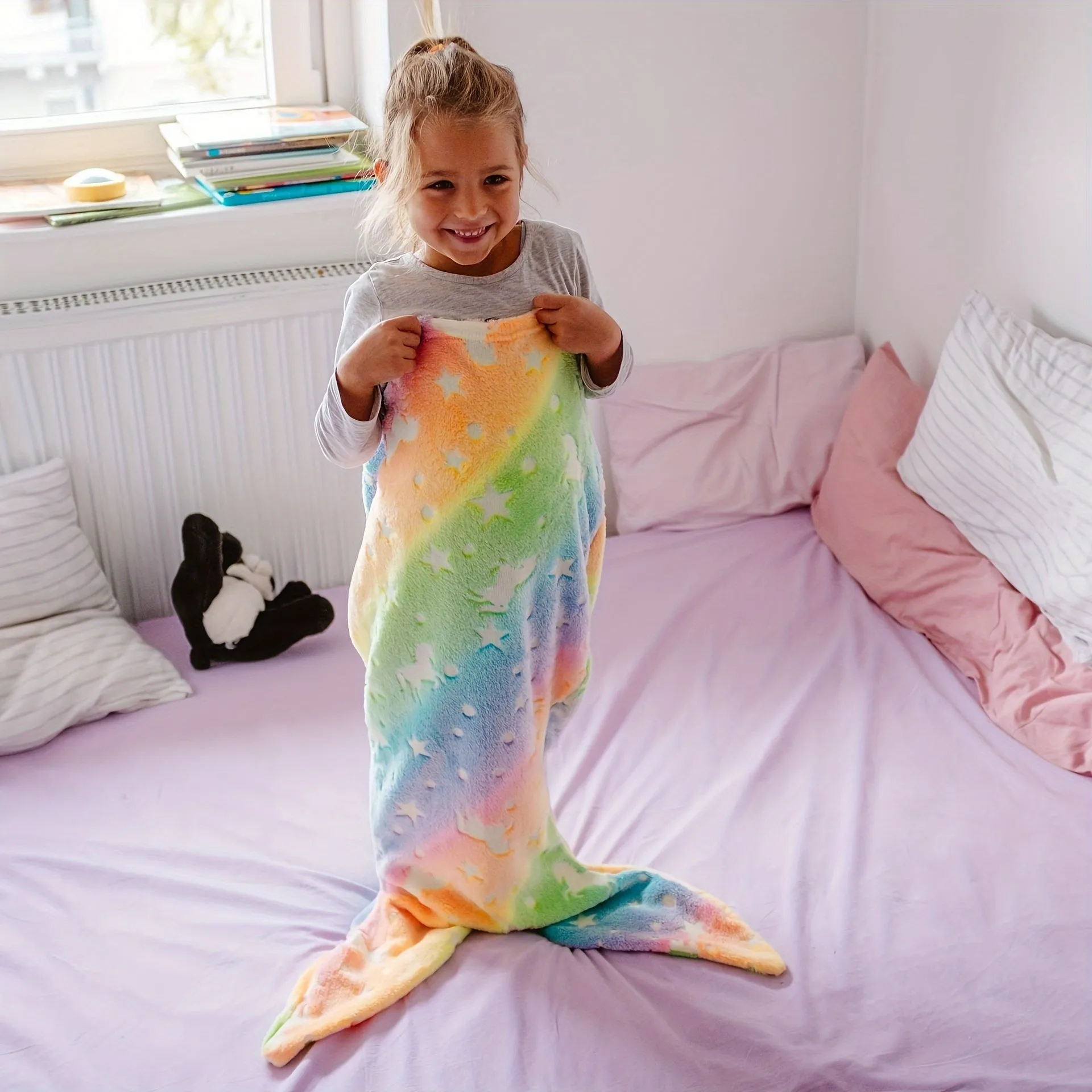 Mermaid LightUp Sleeping Bag Cozy Flannel Rainbow Blanket