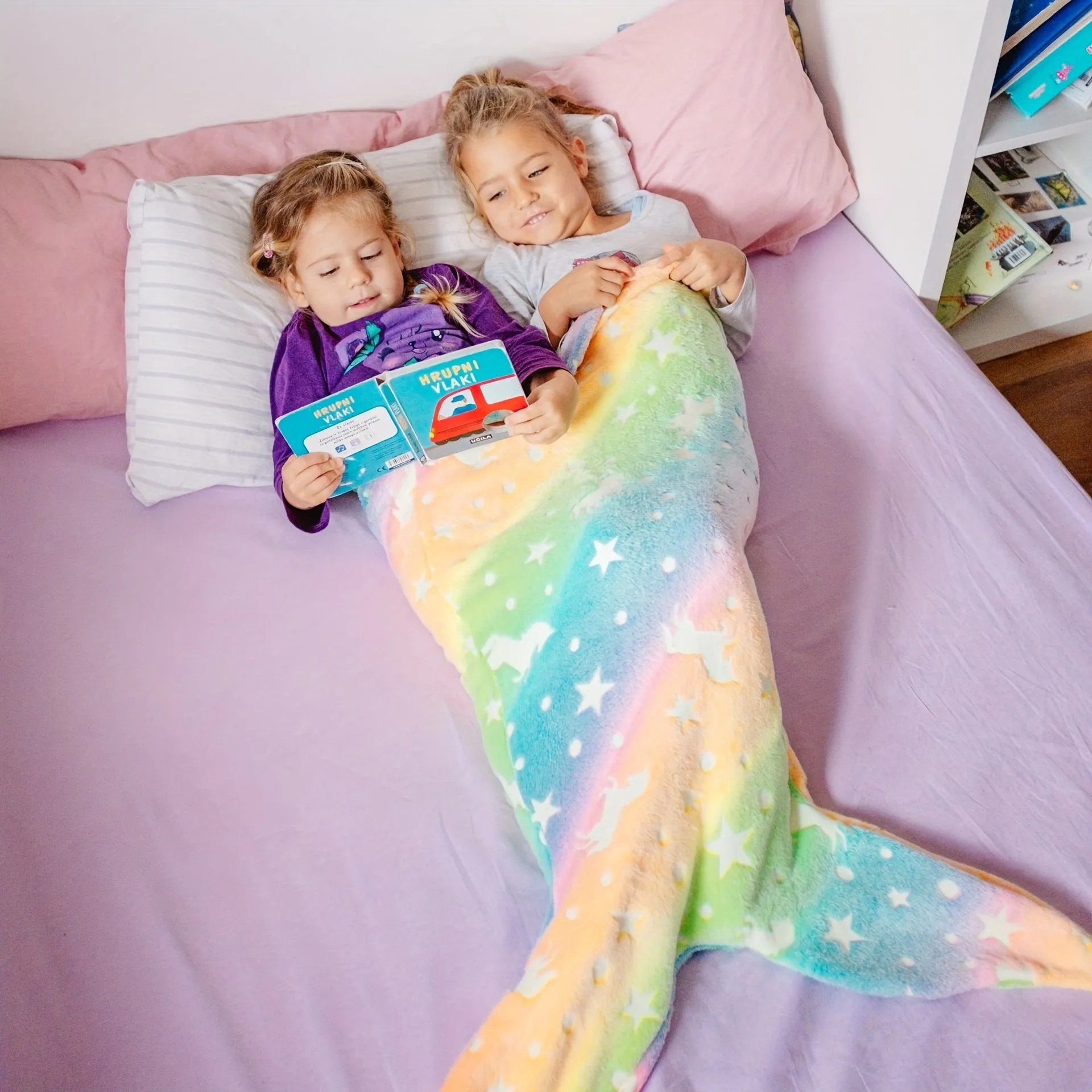 Mermaid LightUp Sleeping Bag Cozy Flannel Rainbow Blanket