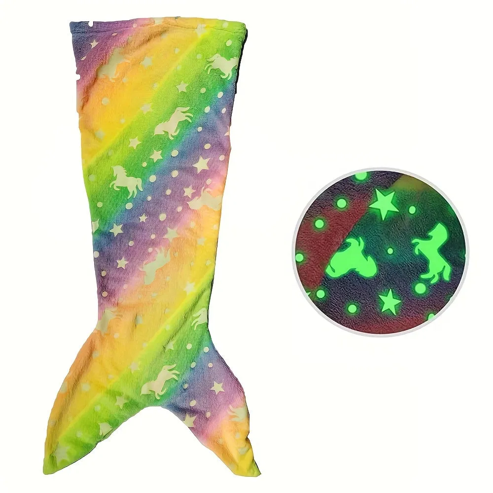 Mermaid LightUp Sleeping Bag Cozy Flannel Rainbow Blanket