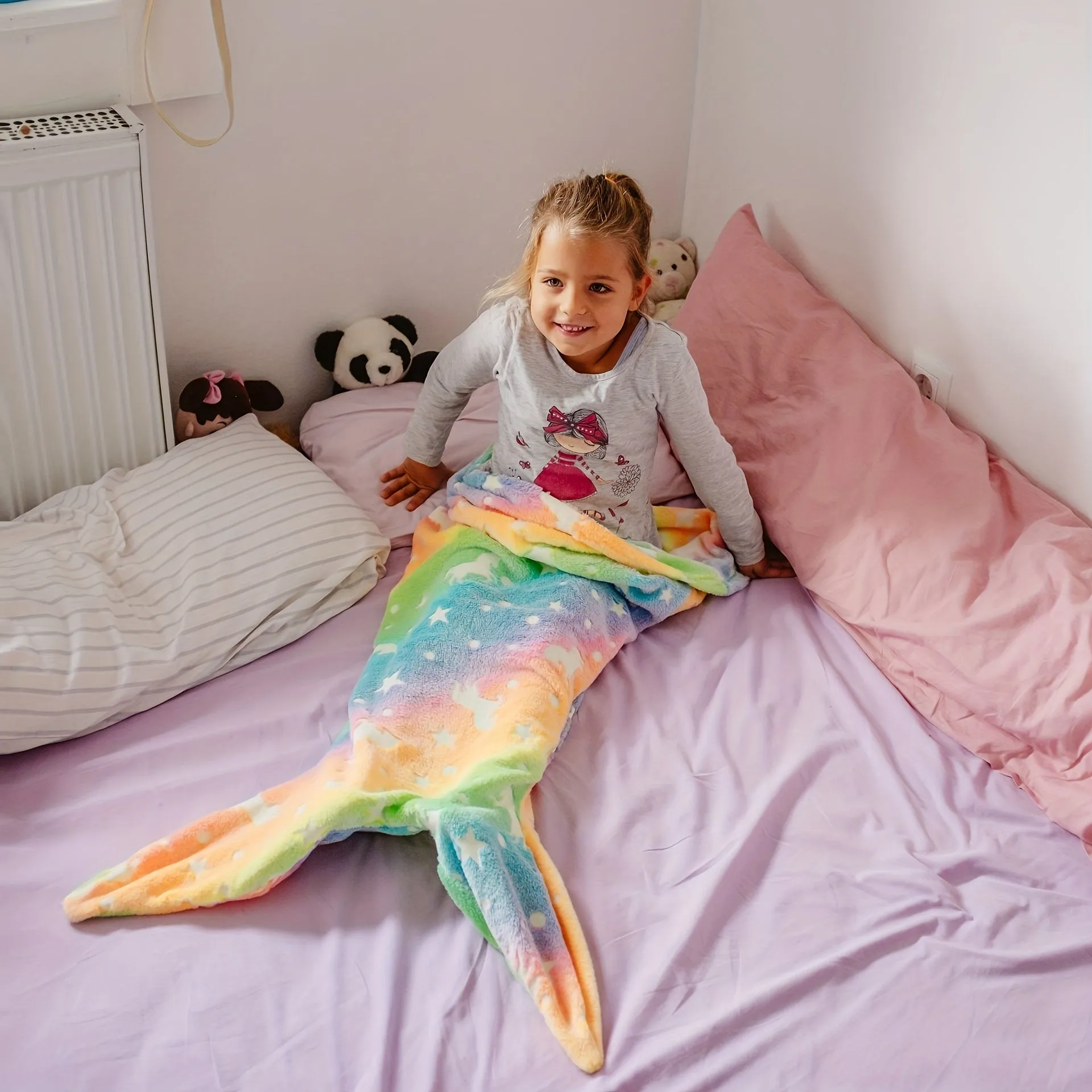 Mermaid LightUp Sleeping Bag Cozy Flannel Rainbow Blanket