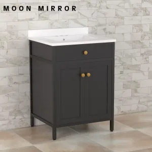 MOON MIRROR Contemporary Bathroom Vanity with Marble Countertop