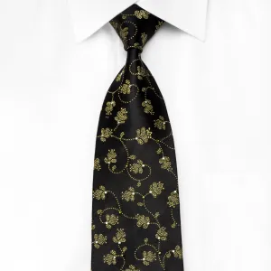 Nina Ricci Mens Crystal Silk Tie Yellow Floral On Black