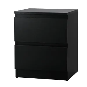 Oikiture Bedside Table Nightstand 2 Drawers Side End Table Storage Cabinet Black