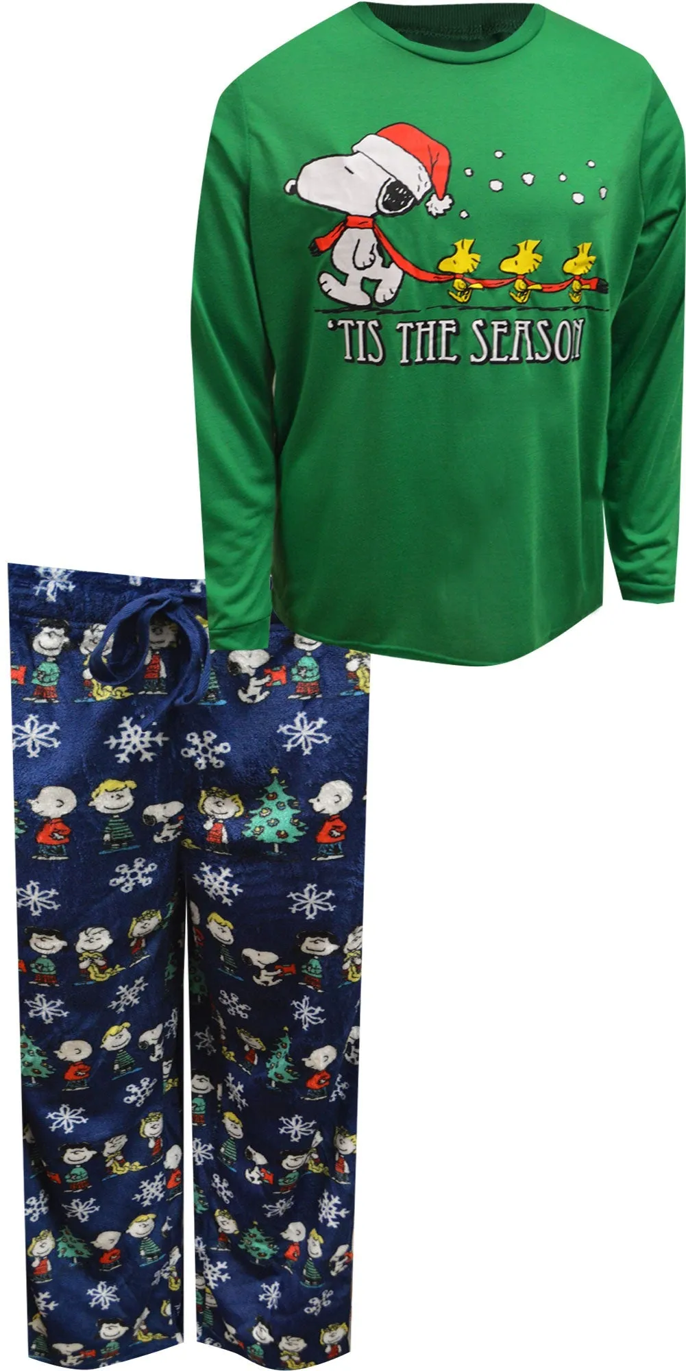 Peanuts Snoopy and Woodstock Tis the Season Guys Pajama Set