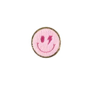 Pink Glitter Smiley Face Patch