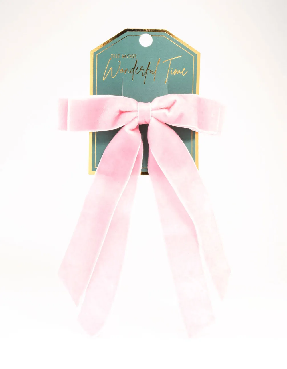 Pink Velvet Double Bow Clip