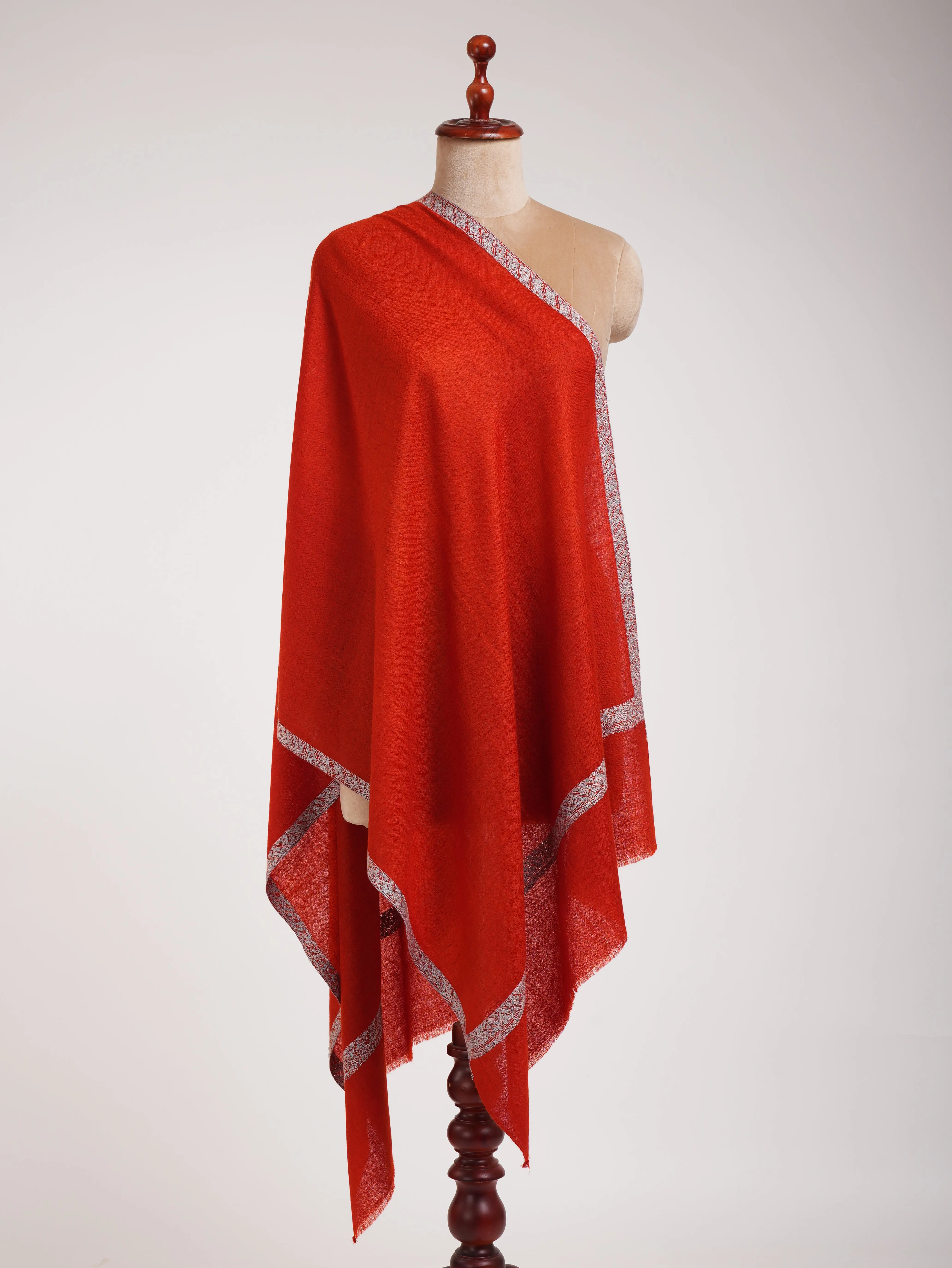 Red Embroidered Artistic Cashmere Stole