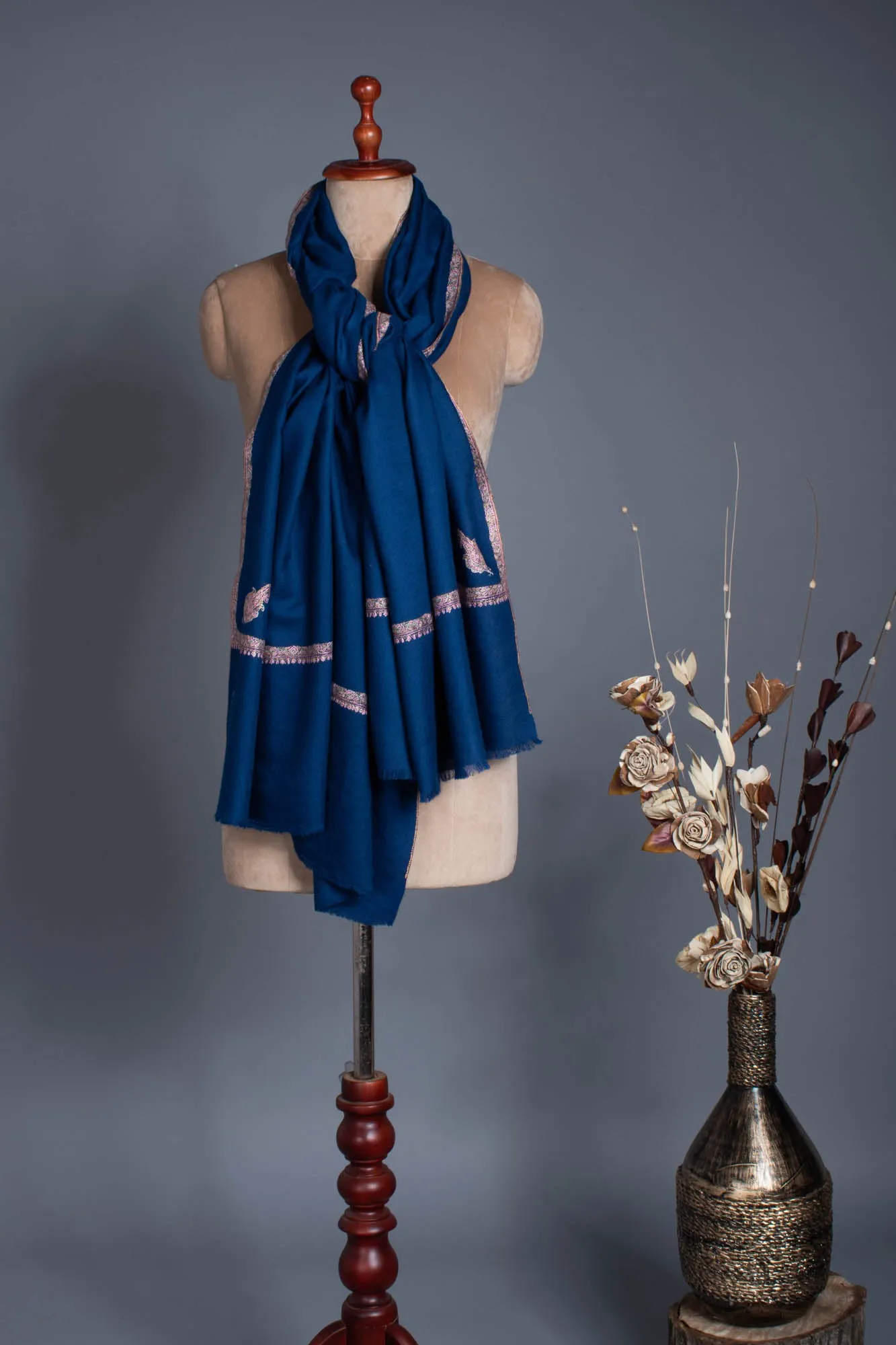 Royal Blue Kashmiri Pashmina Shawl - SHUMAIL