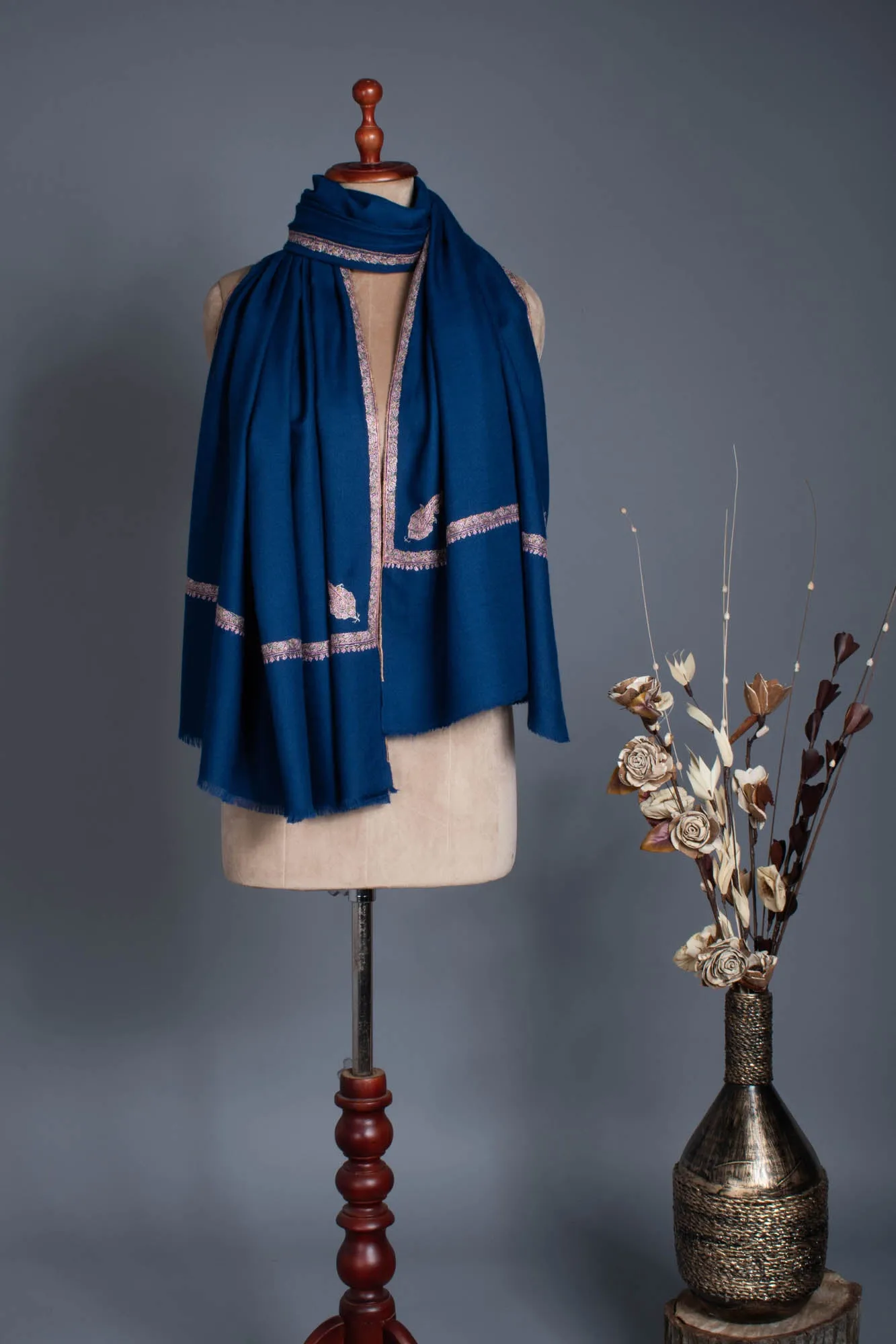 Royal Blue Kashmiri Pashmina Shawl - SHUMAIL