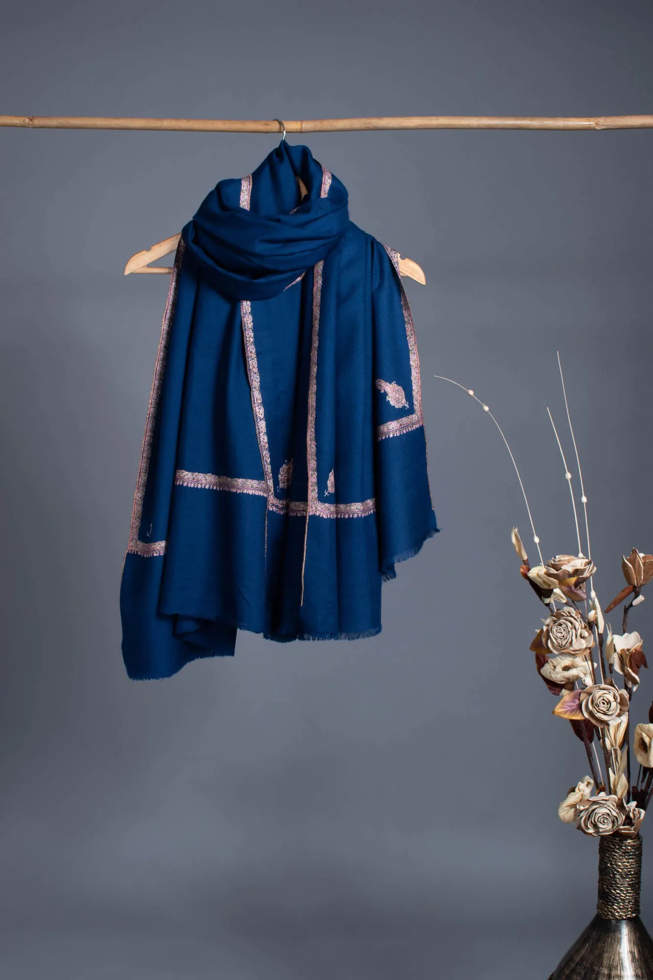 Royal Blue Kashmiri Pashmina Shawl - SHUMAIL