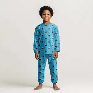 Santa's Heartstrings (Blue) Kids' Holiday Pajama Set