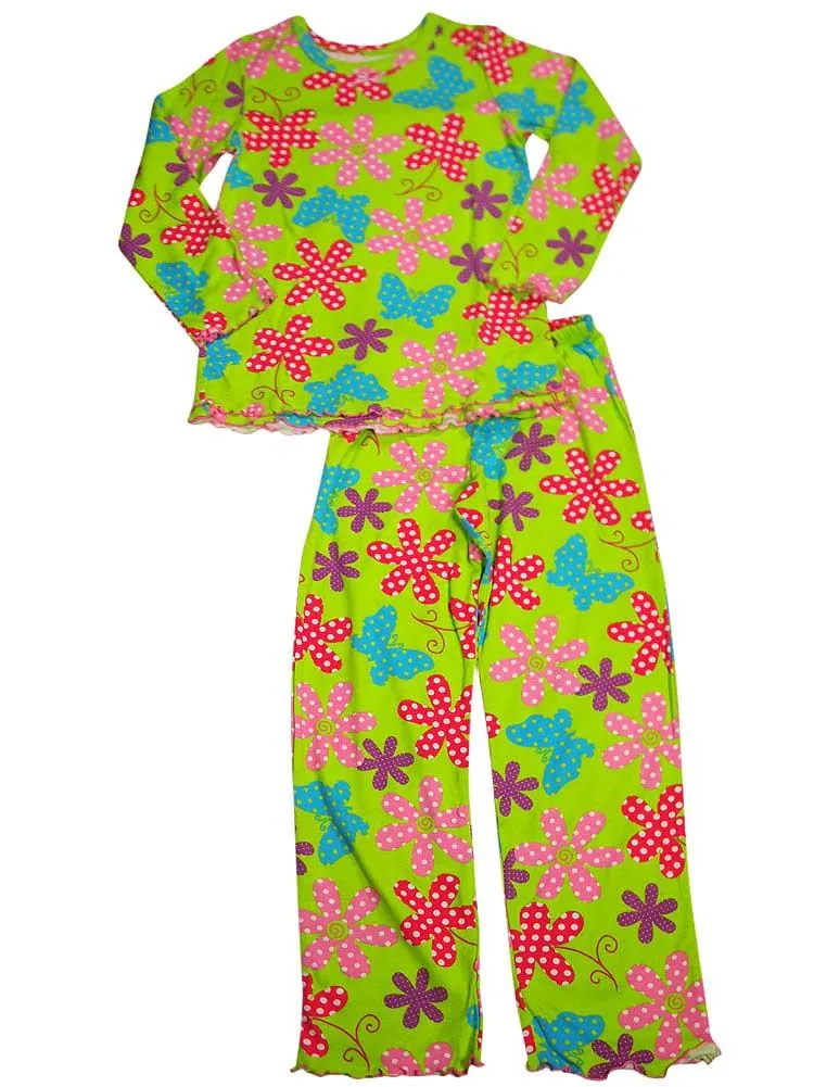 Sara's Prints Girls 2 Piece Long Sleeve Sleepwear Pajama Set - Flame Resistant, 20009