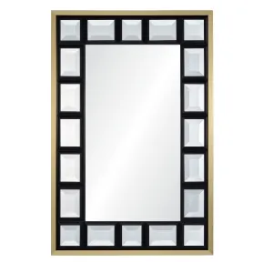 Satin Black & Satin Brass Wall Mirror by Suzanne Kasler