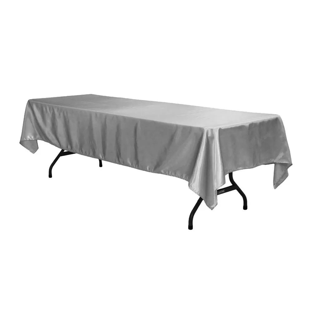 Satin Rectangular 60"x120" Tablecloth - Silver