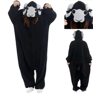 Sheep Costume Black Goat Animal Kigurumi Onesie Cartoon Party Wear Pajamas for Adults