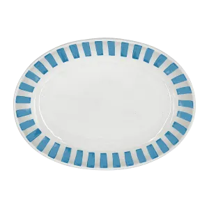 Small Light Blue Stripes Oval Platter