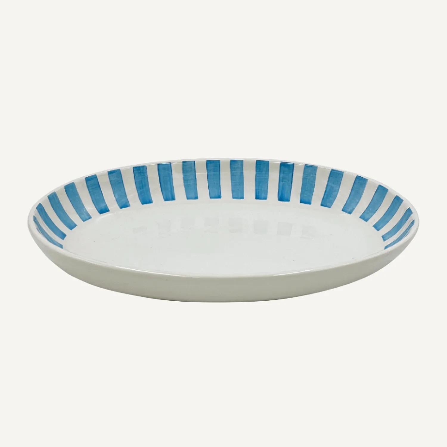 Small Light Blue Stripes Oval Platter