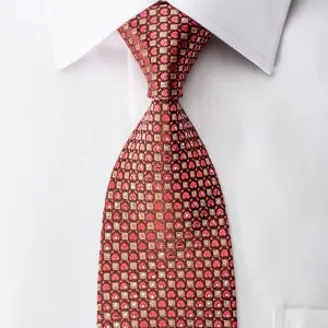 Smalto Rhinestone Necktie Orange Trellis On Brown With Silver Sparkles