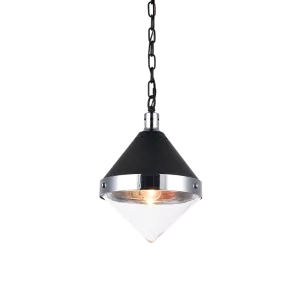 Sphercon Matte Black & Chrome 1 Light Pendant