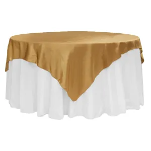 Square 72" Satin Table Overlay - Gold Antique