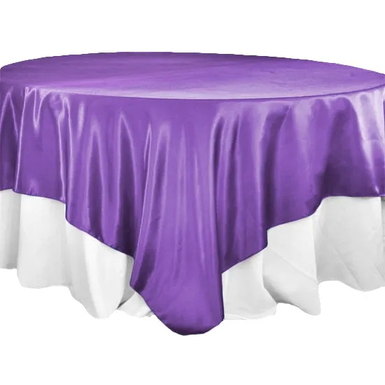 Square 90"x90" Satin Table Overlay - Purple